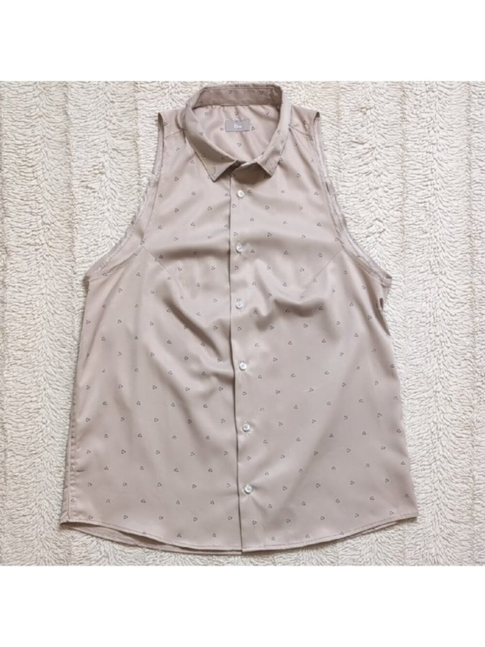 Dior Beige Sleeveless Button Down Shirt Women's L